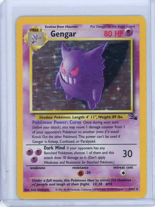 Gengar 1999 Pokemon Fossil rare holo #5/62 – Official Pokemon TCG Product